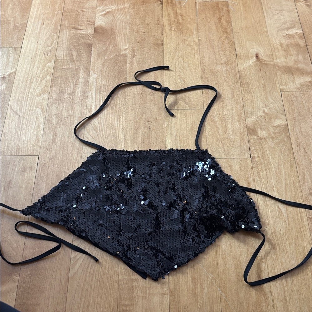 Forever 21 Black Sequin Halter Top